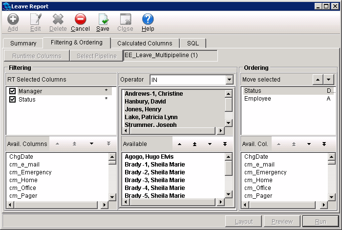 filtering and ordering tab leave management